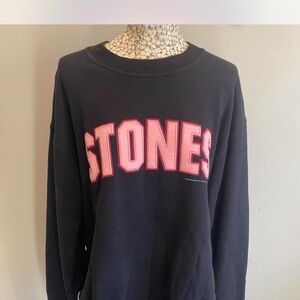 Black Sweatshirt with Pink 'STONES' Graphic 2002 Rolling Stones crewneck